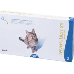 Revolution 6% de 0.75 ml – para Gatos entre (2.5 a 7.5 Kg.) (Azul) – Caja X 3 Pipetas