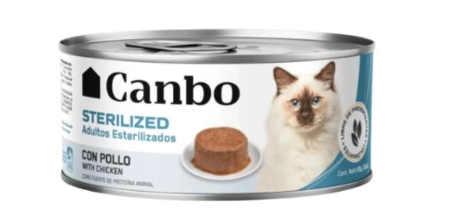 Canbo Gatos Adultos Esterilizados con Pollo – lata 85 gr.