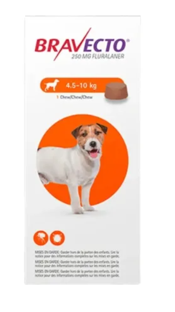 Bravecto perros pequeños (4.5 – 10 kg) – 250 mg.